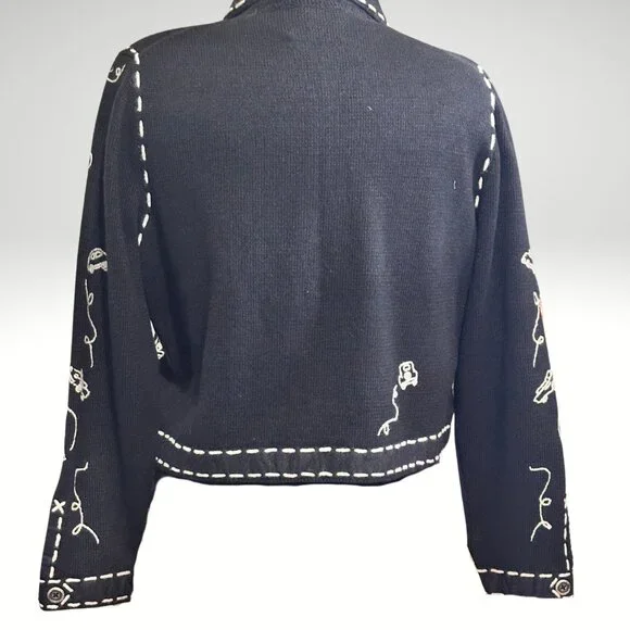 Rare New York Vintage Michael Simon Car Themed Black Jacket Sz P/M - Picture 2 of 7